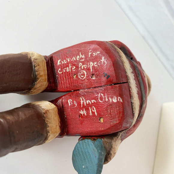 Vintage Crate Prospects Santa Shelf Sitter Figure Ann Olson Wood Hand Carved - Picture 2 of 11